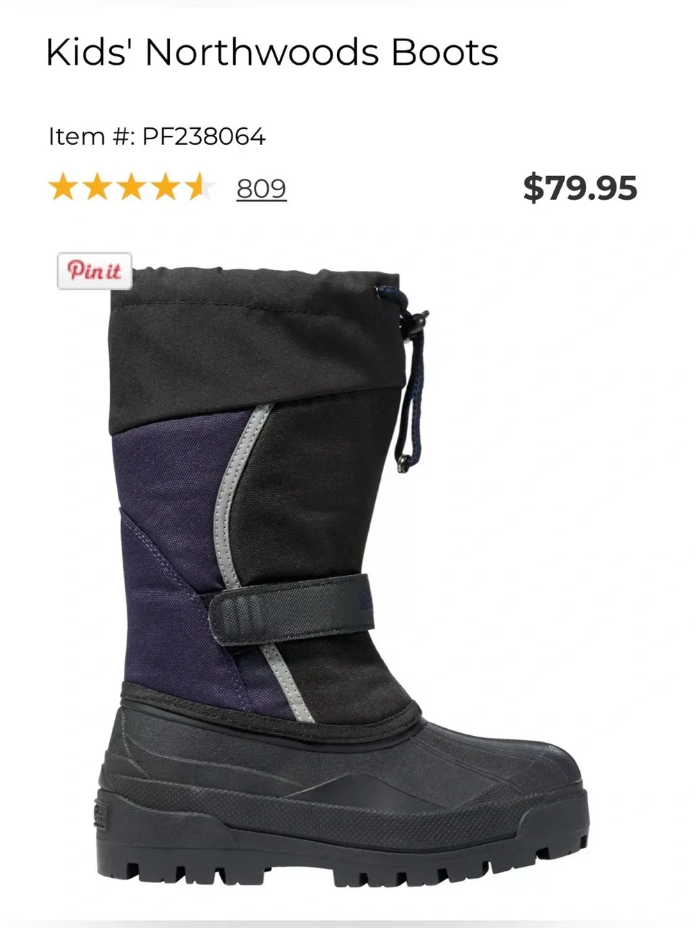 L.L. Bean Kids' Northwoods Boots - Black & Navy NEW NEVER WORN!
